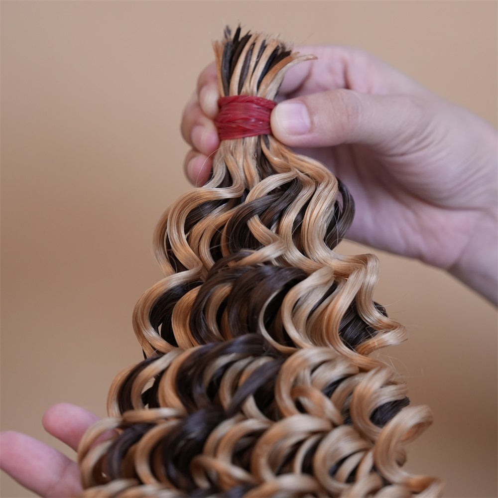 Pre-divided Braiding Hair 4/27 Colored Deep Wave Braiding Hair Bulk Human Hair