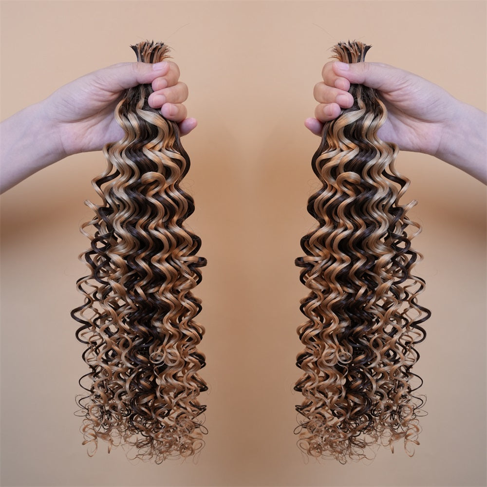 Pre-divided Braiding Hair 4/27 Colored Deep Wave Braiding Hair Bulk Human Hair