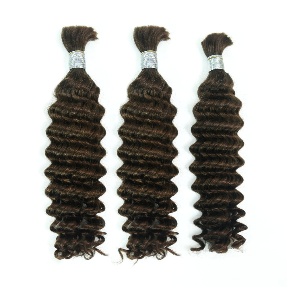 Braiding Hair #2 Colored Deep Wave Bulk Human Hair for Braiding