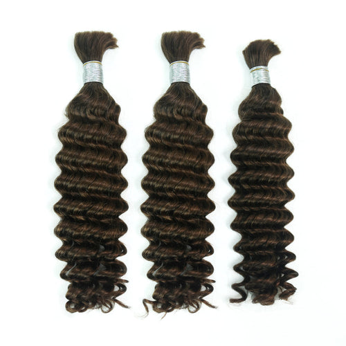 Braiding Hair #2 Colored Deep Wave Bulk Human Hair for Braiding