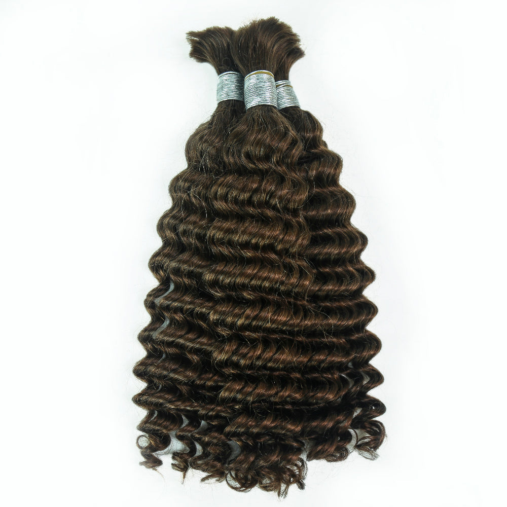 Braiding Hair #2 Colored Deep Wave Bulk Human Hair for Braiding