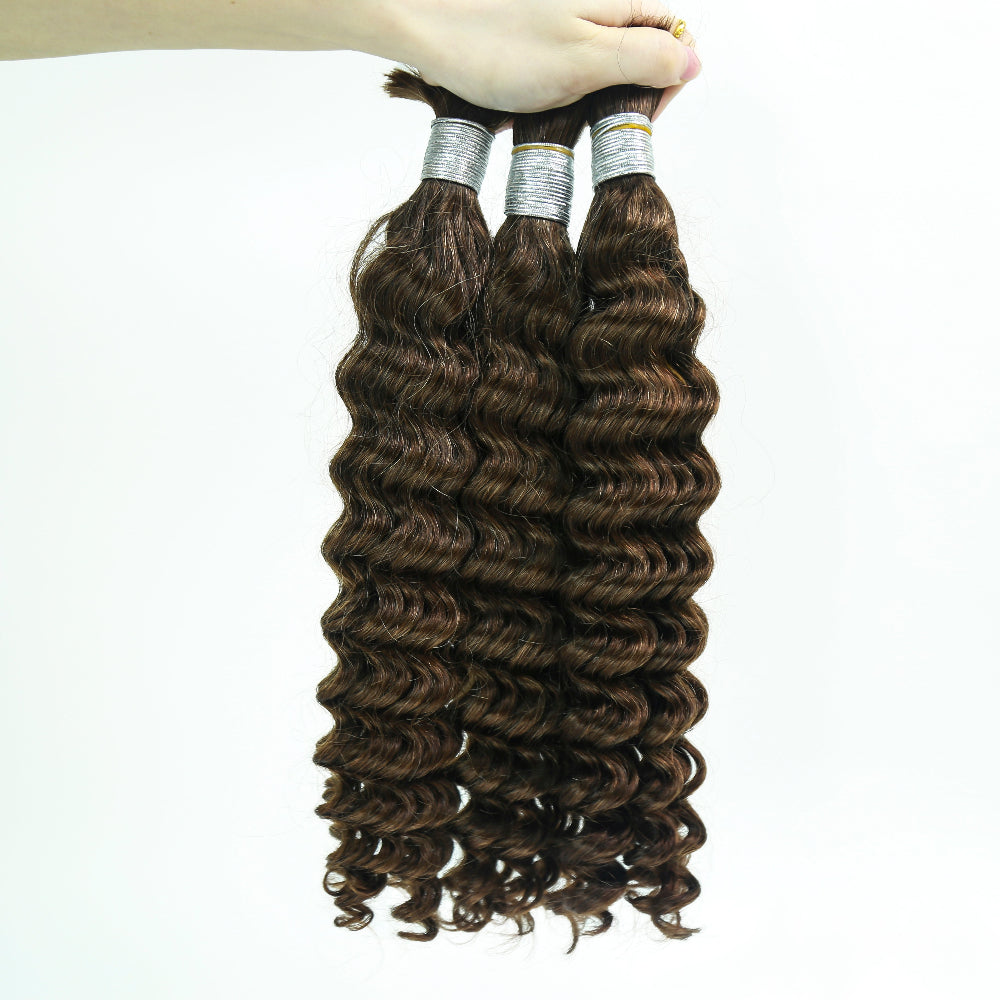 Braiding Hair #2 Colored Deep Wave Bulk Human Hair for Braiding