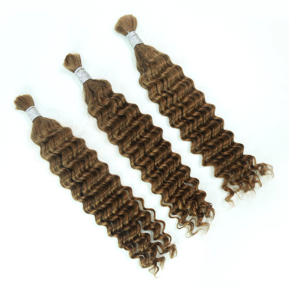 Braiding Hair #30 Colored Deep Wave Bulk Human Hair for Braiding