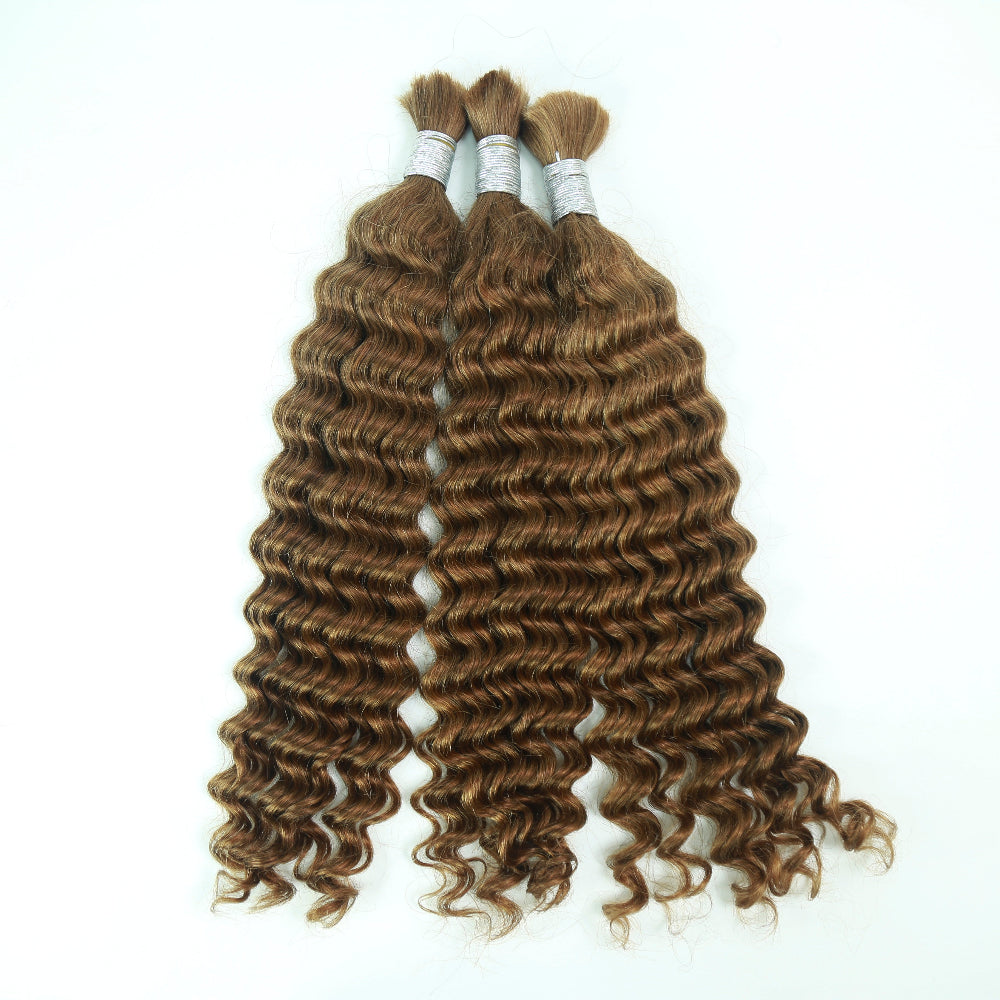 Braiding Hair #30 Colored Deep Wave Bulk Human Hair for Braiding