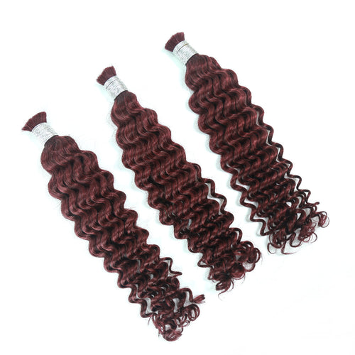 Braiding Hair 99j Colored Deep Wave Bulk Human Hair for Braiding