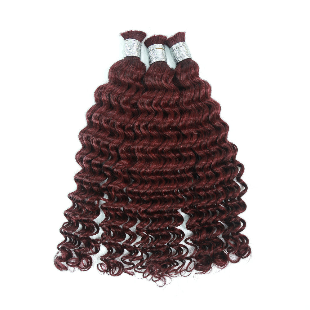 Braiding Hair 99j Colored Deep Wave Bulk Human Hair for Braiding