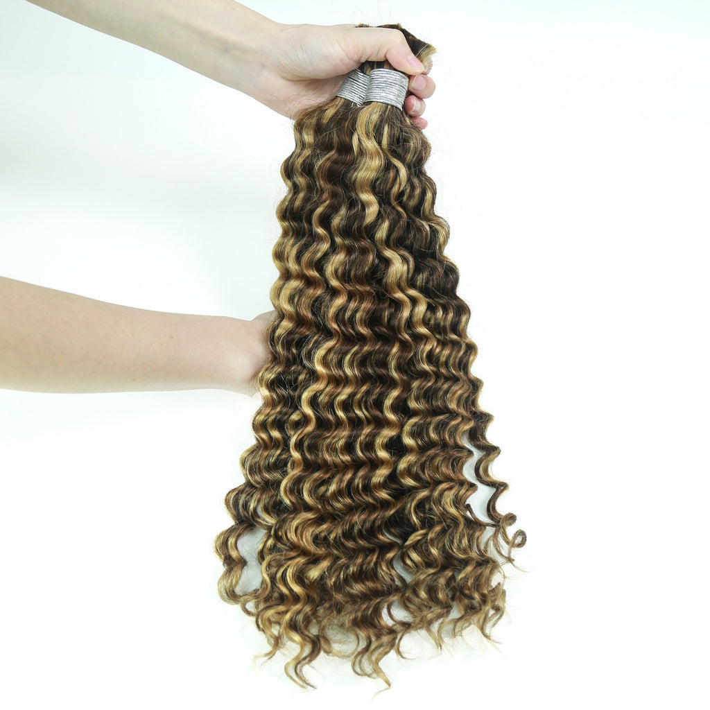 Braiding Hair 4-27 Colored Deep Wave Braiding Hair Bulk Human Hair