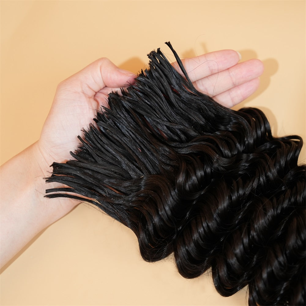Pre-divided Braiding Hair 3 Bundles Deep Wave Bulk Human Hair