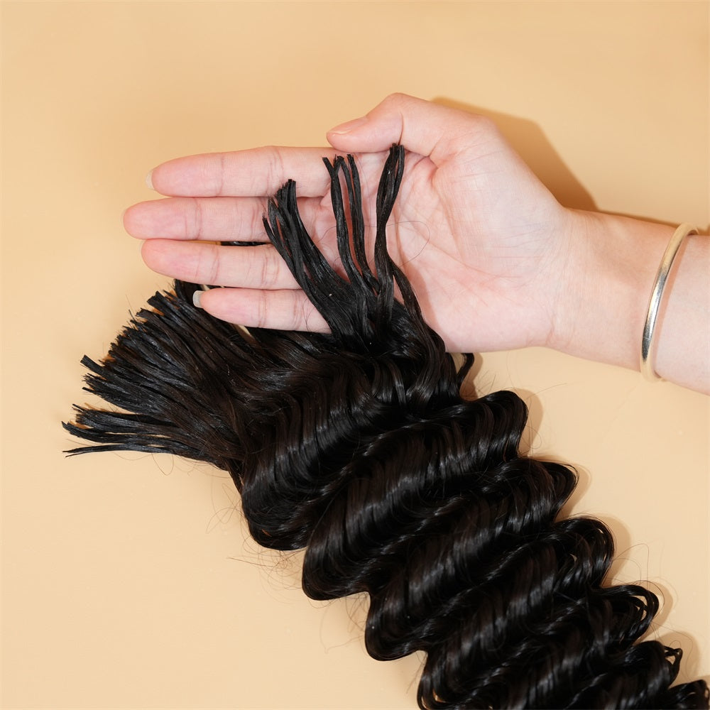 Pre-divided Braiding Hair 3 Bundles Deep Wave Bulk Human Hair