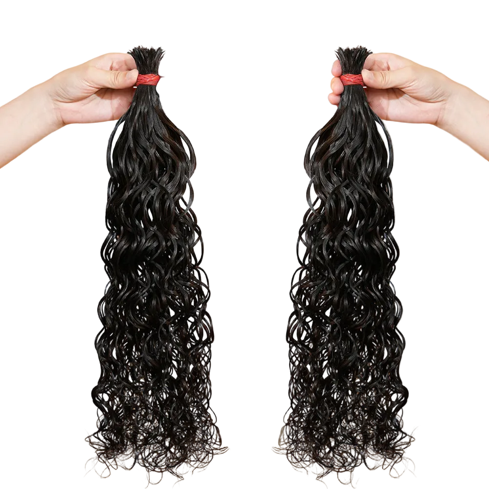 Pre-divided Braiding Hair 3 Bundles Water Wave Braiding Hair Bulk Human Hair