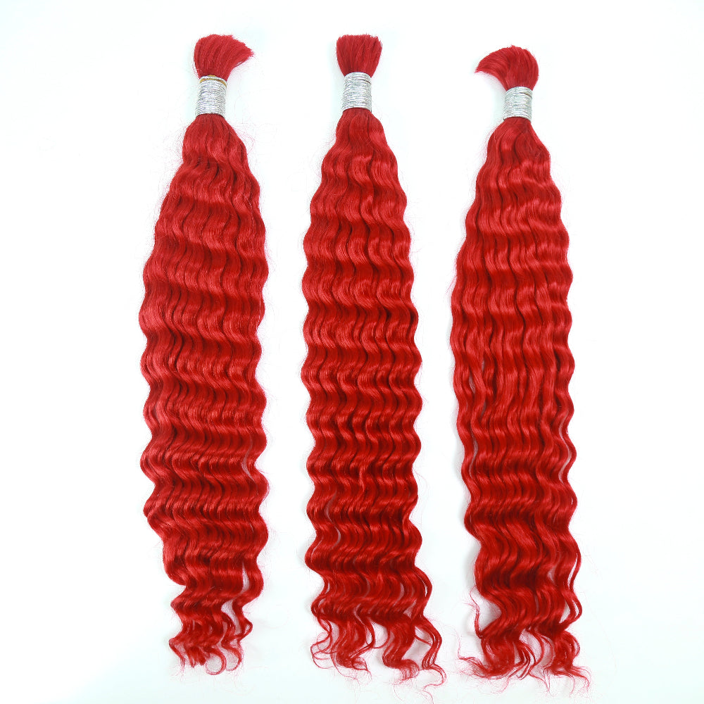 Braiding Hair Red Colored Deep Wave Bulk Human Hair for Braiding