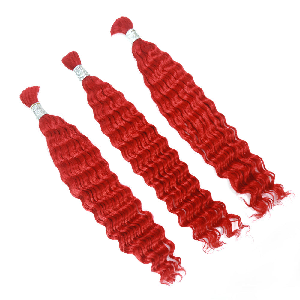 Braiding Hair Red Colored Deep Wave Bulk Human Hair for Braiding